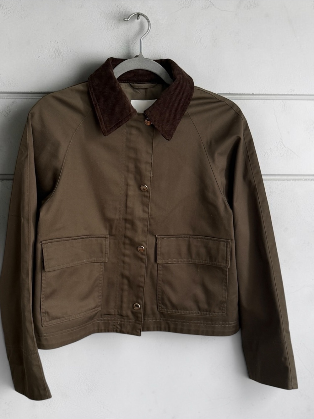 H&M Brown Utility Jacket with Dark Brown Corduroy Collar